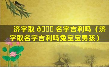 济字取 🐕 名字吉利吗（济字取名字吉利吗兔宝宝男孩）